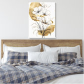 Toile Feuilles d'or de luxe Fleurs Abstraites (Insitu(Chambre))