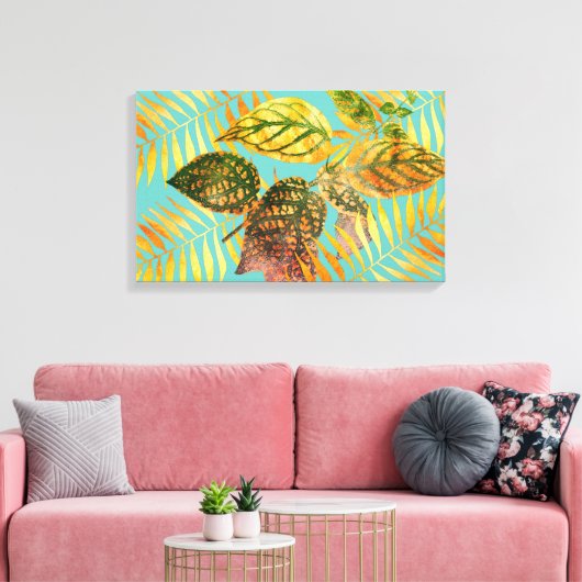 Toile Feuilles d'or Feuille verts (Insitu(Salon))