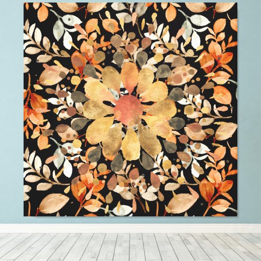 Toile Feuilles mandala d'automne (Insitu (Plancher de Bois))
