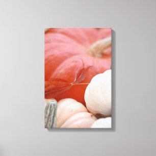 Toile Feuilles Rouges D'Automne Sur Citrouilles Orange E