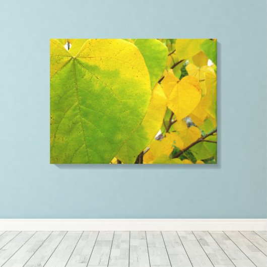 Toile Feuilles rouges jaunes et verts (Insitu (Plancher de Bois))