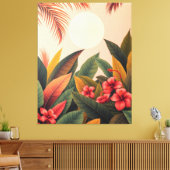 Toile Feuilles tropicaux et Moon Pastel (Insitu(Salon))