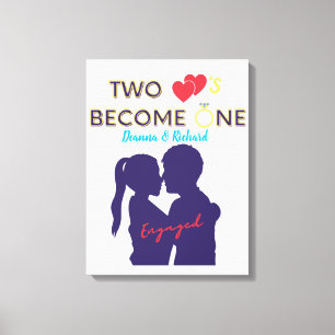 Toile Fiancés Deux Cœurs Deviennent Un