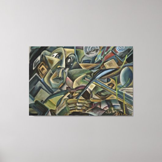 Toile Fiddler, peinture à l'huile cubiste (Recto)