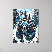 Toile Fierce Wilderness Bear Roar Illustration (Recto)