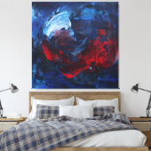 Toile Fiery Red Blue Bold Abstract Wall Art (Insitu(Chambre))