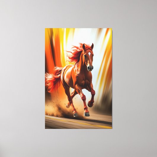 Toile Fiery Running Horse – Dynamic Energy Art (Recto)