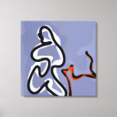 Toile Figure avec Feline : bleu Abstrait, orange, B & W (Recto)