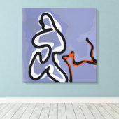 Toile Figure avec Feline : bleu Abstrait, orange, B & W (Insitu (Plancher de Bois))