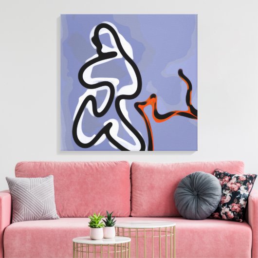 Toile Figure avec Feline : bleu Abstrait, orange, B & W (Insitu(Salon))