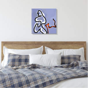 Toile Figure avec Feline : bleu Abstrait, orange, B & W