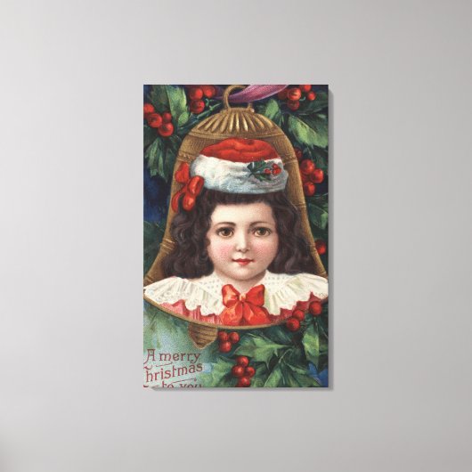 Toile Fille à Santa Hat dans Bell (Recto)