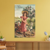 Toile Fille Agneau de marche, poussin et coq (Insitu(Salon))