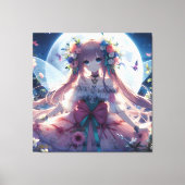 Toile Fille Anime Fleur Lune Fée (Recto)
