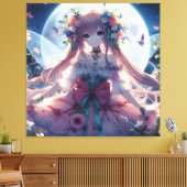 Toile Fille Anime Fleur Lune Fée (Insitu(Salon))