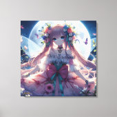 Toile Fille Anime Fleur Lune Fée (Recto)