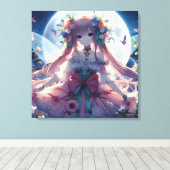 Toile Fille Anime Fleur Lune Fée (Insitu (Plancher de Bois))