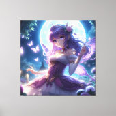 Toile Fille Anime Papillon Violet Aile Lune Fée (Recto)