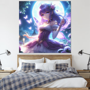 Toile Fille Anime Papillon Violet Aile Lune Fée