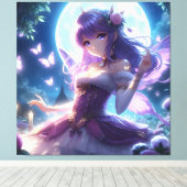 Toile Fille Anime Papillon Violet Aile Lune Fée (Insitu (Plancher de Bois))
