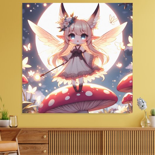 Toile Fille Anime Pixie Hippie Lune Fée (Insitu(Salon))