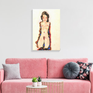 Toile Fille aux jarretières rouges Egon Schiele
