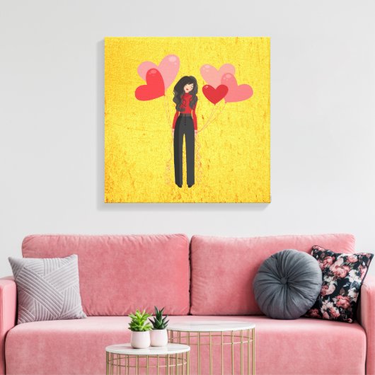 Toile Fille avec ballons géant (Insitu(Salon))