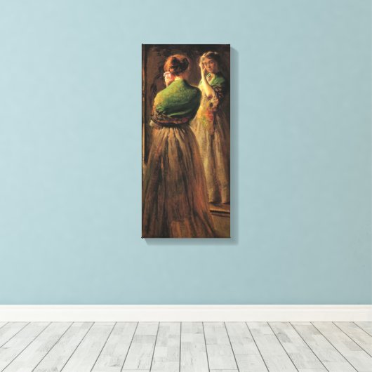 Toile Fille avec châle vert (par Joseph DeCamp) (Insitu (Plancher de Bois))