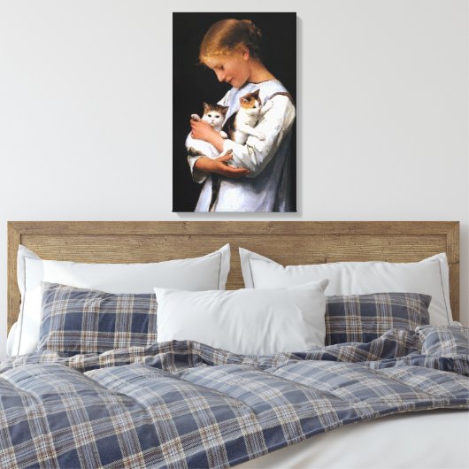 Toile Fille avec chatons, Albert Anker (Insitu(Chambre))