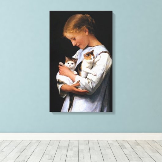 Toile Fille avec chatons, Albert Anker (Insitu (Plancher de Bois))