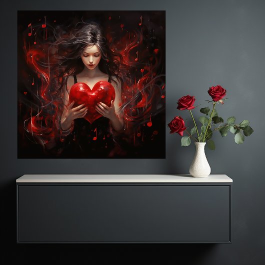 Toile Fille avec coeur