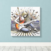 Toile Fille avec des vibes musicales (Insitu (Plancher de Bois))