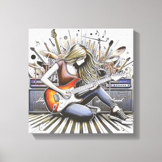 Toile Fille avec des vibes musicales (Recto)