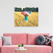 Toile Fille avec drapeau américain (Insitu(Salon))