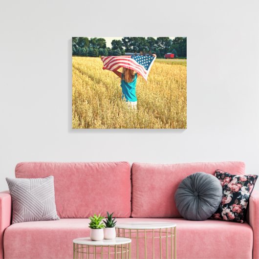 Toile Fille avec drapeau américain (Insitu(Salon))