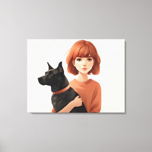 Toile Fille avec le chien