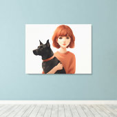 Toile Fille avec le chien (Insitu (Plancher de Bois))