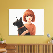 Toile Fille avec le chien (Insitu(Salon))