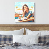 Toile Fille avec pause café (Insitu(Chambre))
