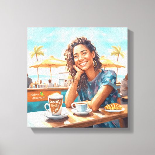 Toile Fille avec pause café (Recto)