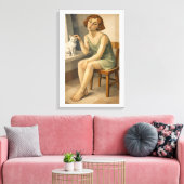 TOILE FILLE AVEC SON CHAT (Insitu(Salon))