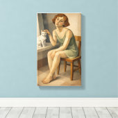TOILE FILLE AVEC SON CHAT (Insitu (Plancher de Bois))