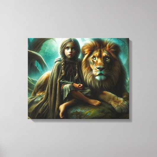 Toile Fille avec un lion (Recto)
