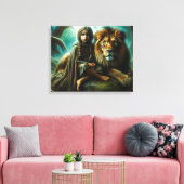 Toile Fille avec un lion (Insitu(Salon))