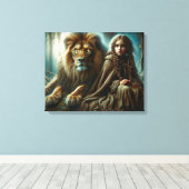 Toile Fille avec un lion (Insitu (Plancher de Bois))