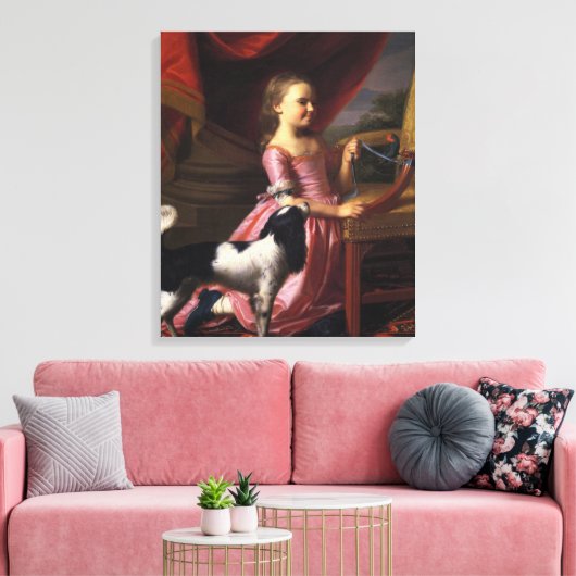 Toile Fille avec un oiseau et un chien (John Singleton C (Insitu(Salon))