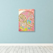 Toile Fille avec un rose dans les cheveux.Elégant Art de (Insitu (Plancher de Bois))