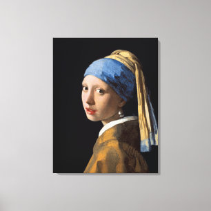 Toile Fille avec une boucle d'oreille de perle