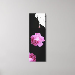 Toile Fille avec une perle oreille joli rose rose floral