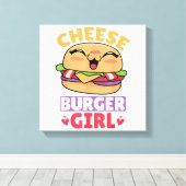 Toile Fille Cheeseburger, Femmes Hamburger et Cheeseburg (Insitu (Plancher de Bois))